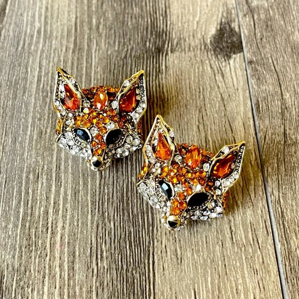 Vintage Baroque Crystal Fox Necklace/Earrings - Picture 4 of 8